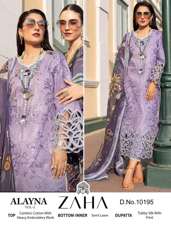 Zaha Alayna Vol 2 Embroidery Cambric Cotton Pakistani Salwar Suits